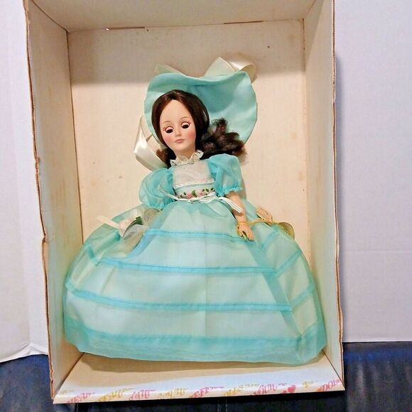 VTG 1987 Effanbee 12” Bridesmaid Beautiful Blue Dress Matching Hat - Picture 2 of 12